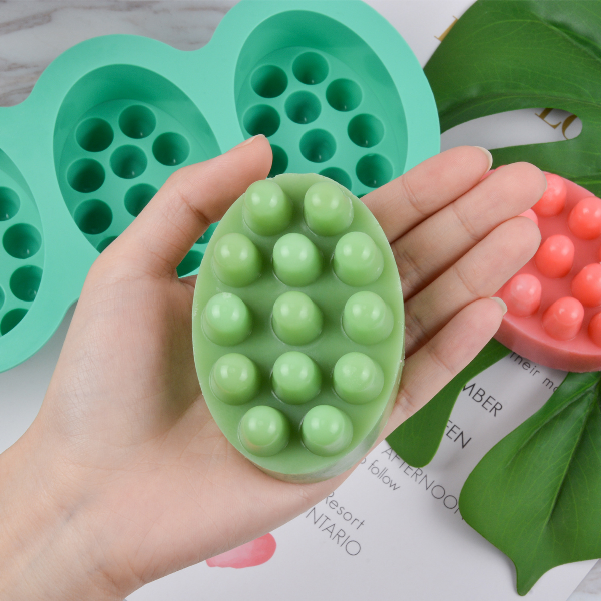 Soap Making Vendors - 4 Hole Oval Massage Soap Silicone